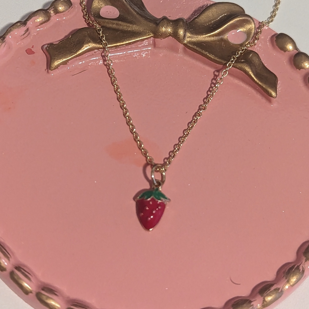 Strawberry Charm Necklace New!